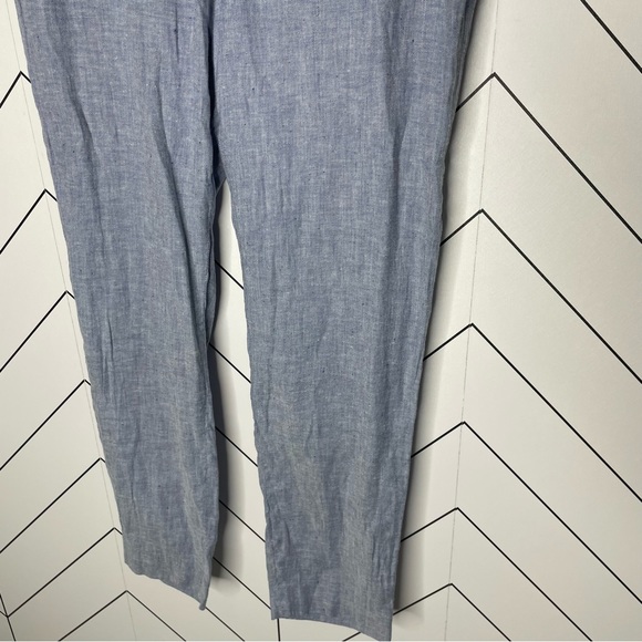 Theory | Thaniel Slim Cropped Chambray Linen Pull On Pants Blue Size 10 - Picture 4 of 14